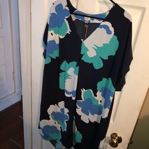 Floral Shift Dress with Gold Button Detail